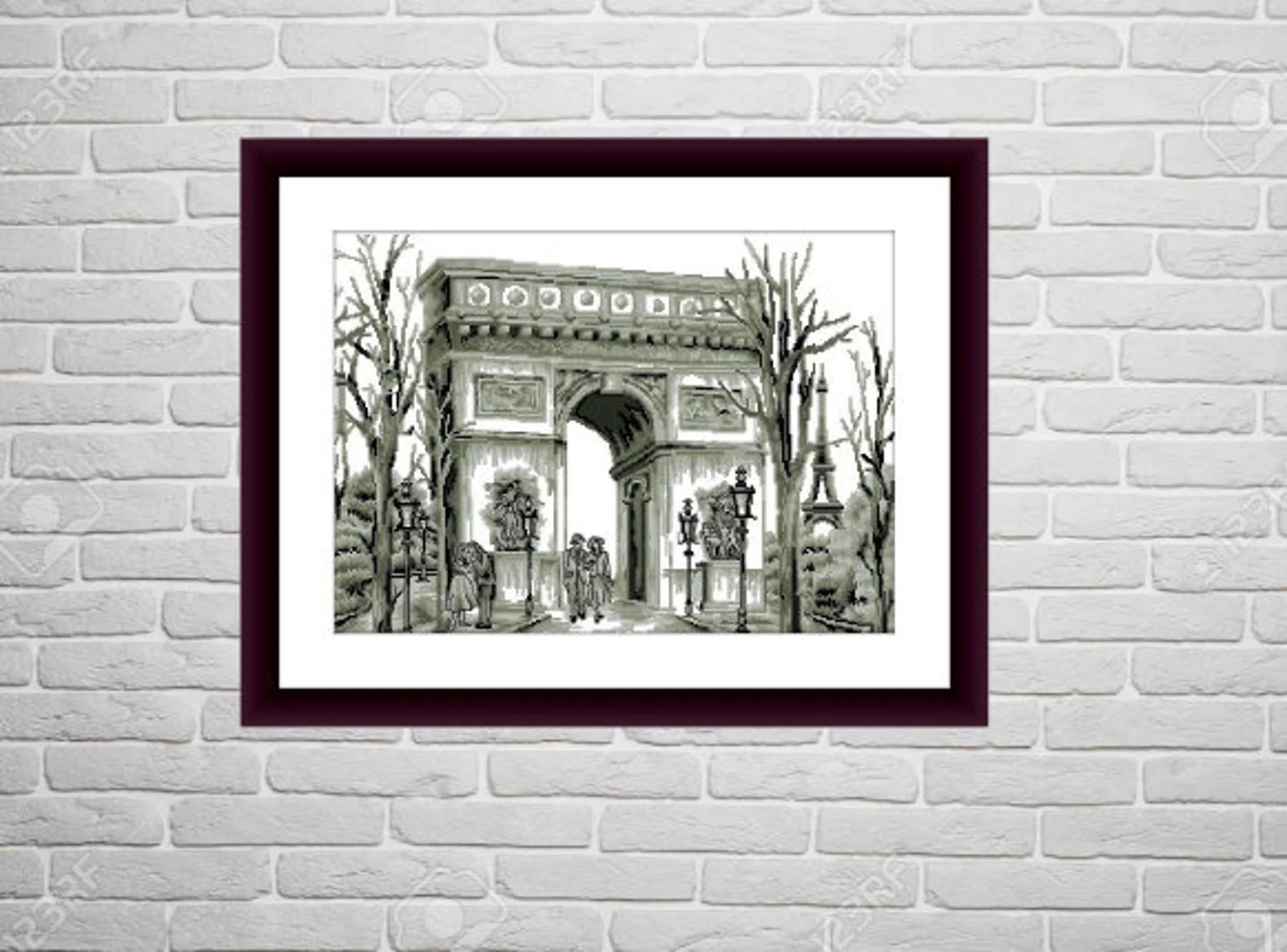 Paris counted cross stitch pdf pattern European city Digital cross stitch chart city cross stitch pattern cafe needlepoint chart