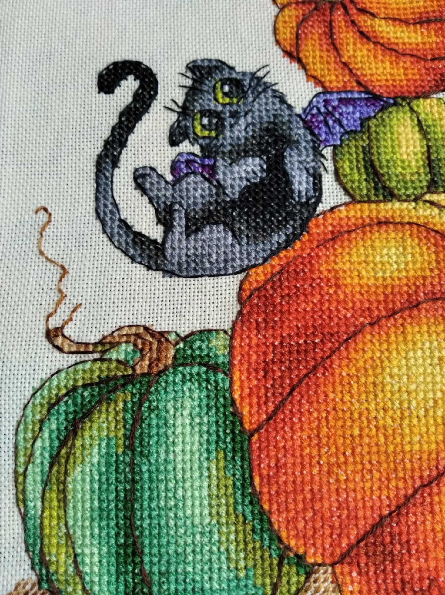 Halloween cross stitch pattern Cat witchcraft DMC Chart Printable PDF Instant Download
