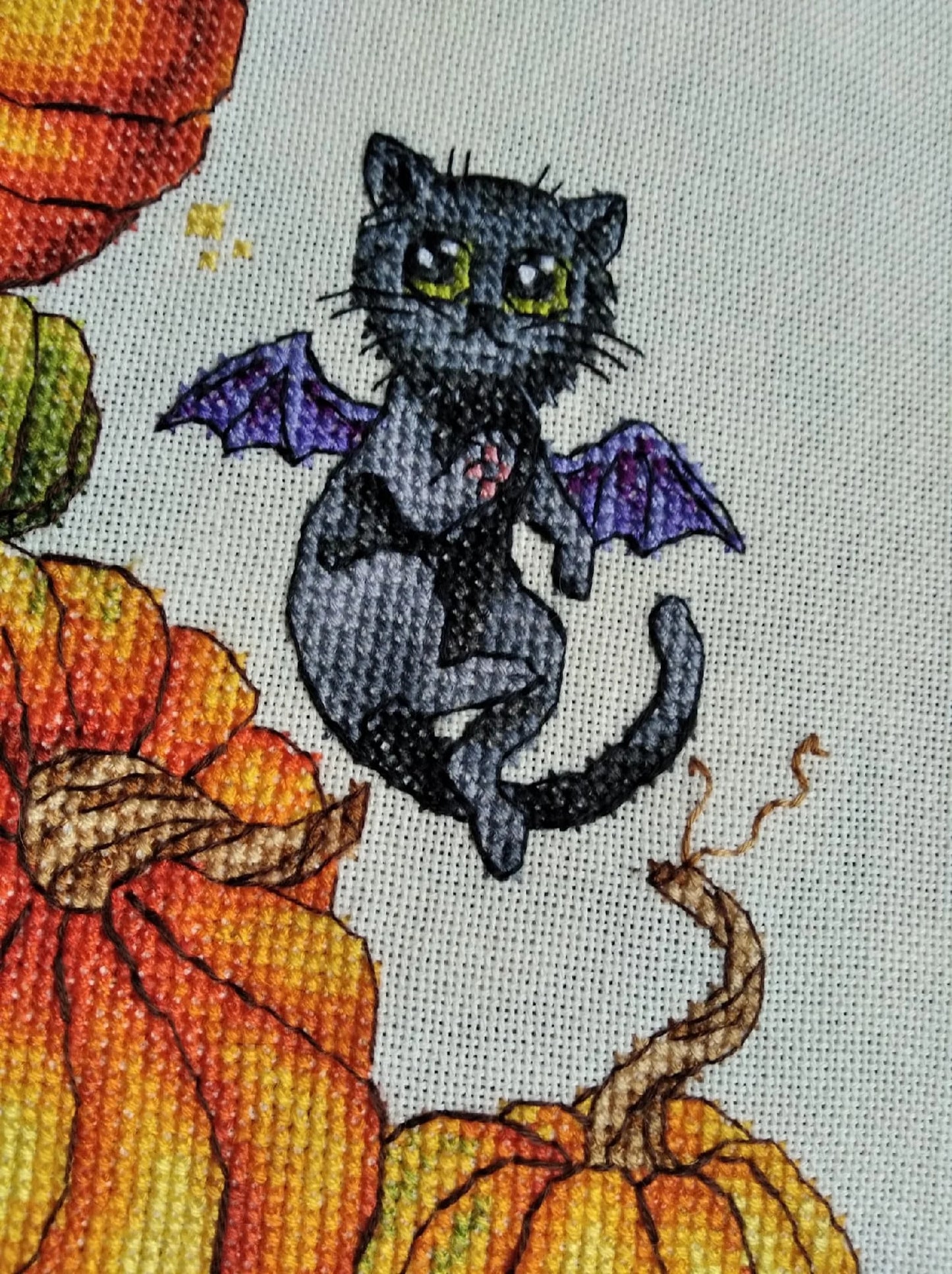 Halloween cross stitch pattern Cat witchcraft DMC Chart Printable PDF Instant Download