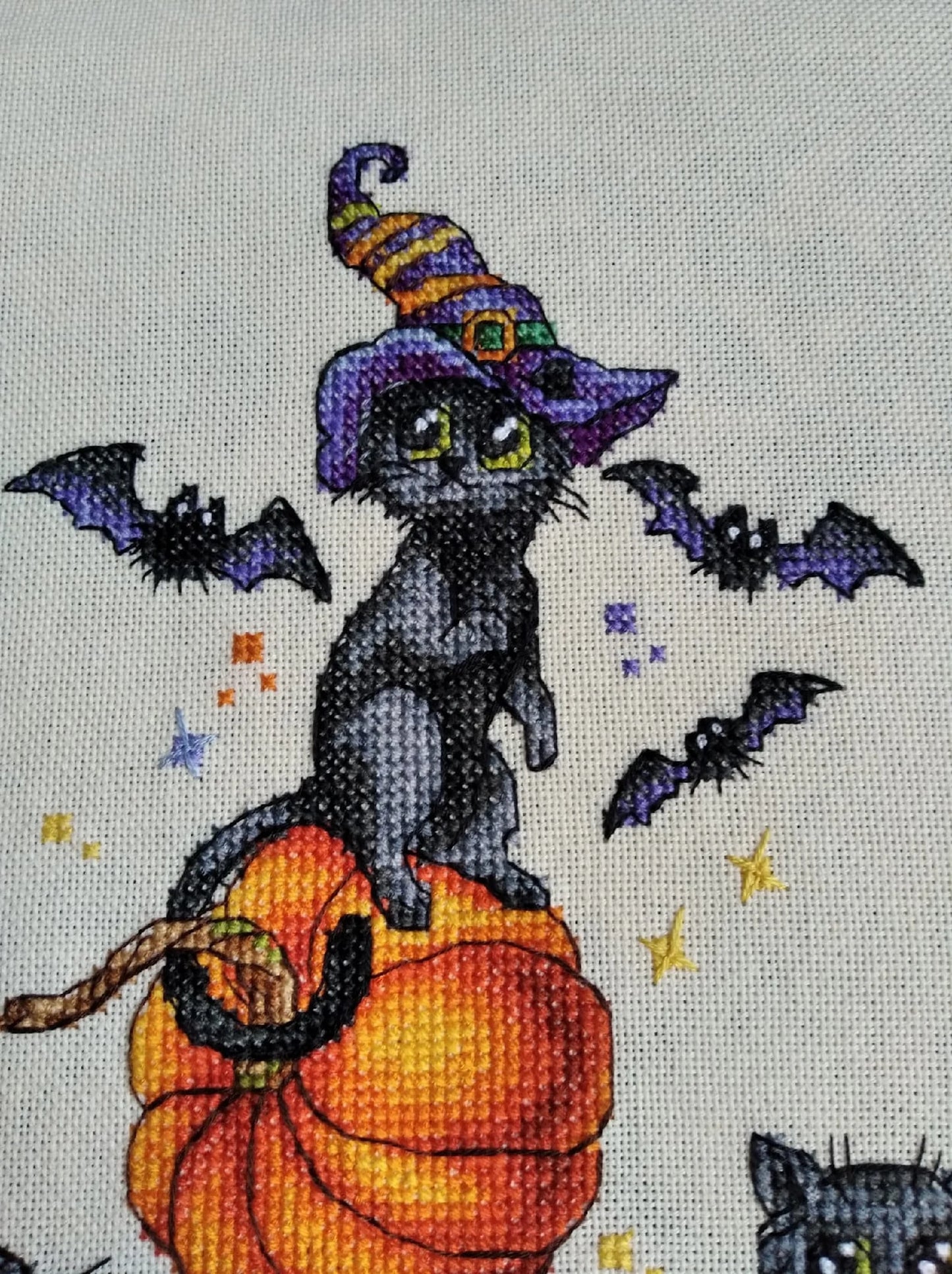 Halloween cross stitch pattern Cat witchcraft DMC Chart Printable PDF Instant Download