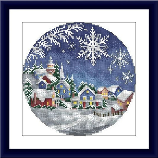 Winter Landscape Counted cross stitch pattern winter landscape Digital cross stitch chart winter woodland PDF christmas cross stitch pattern