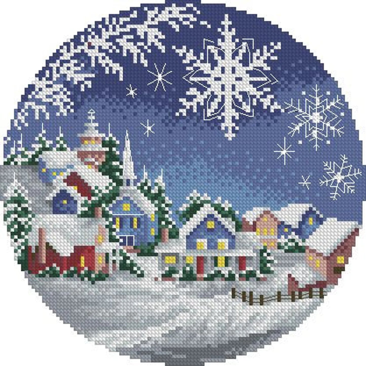 Winter Landscape Counted cross stitch pattern winter landscape Digital cross stitch chart winter woodland PDF christmas cross stitch pattern