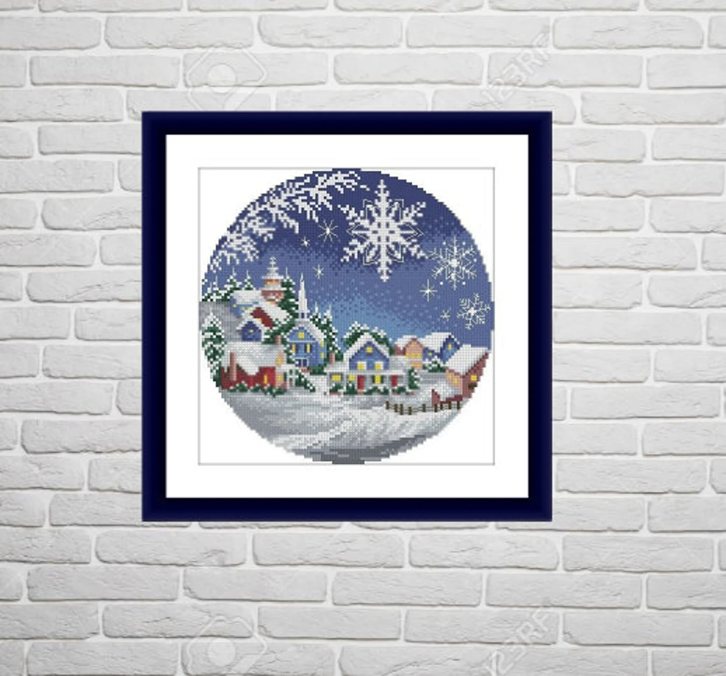 Winter Landscape Counted cross stitch pattern winter landscape Digital cross stitch chart winter woodland PDF christmas cross stitch pattern