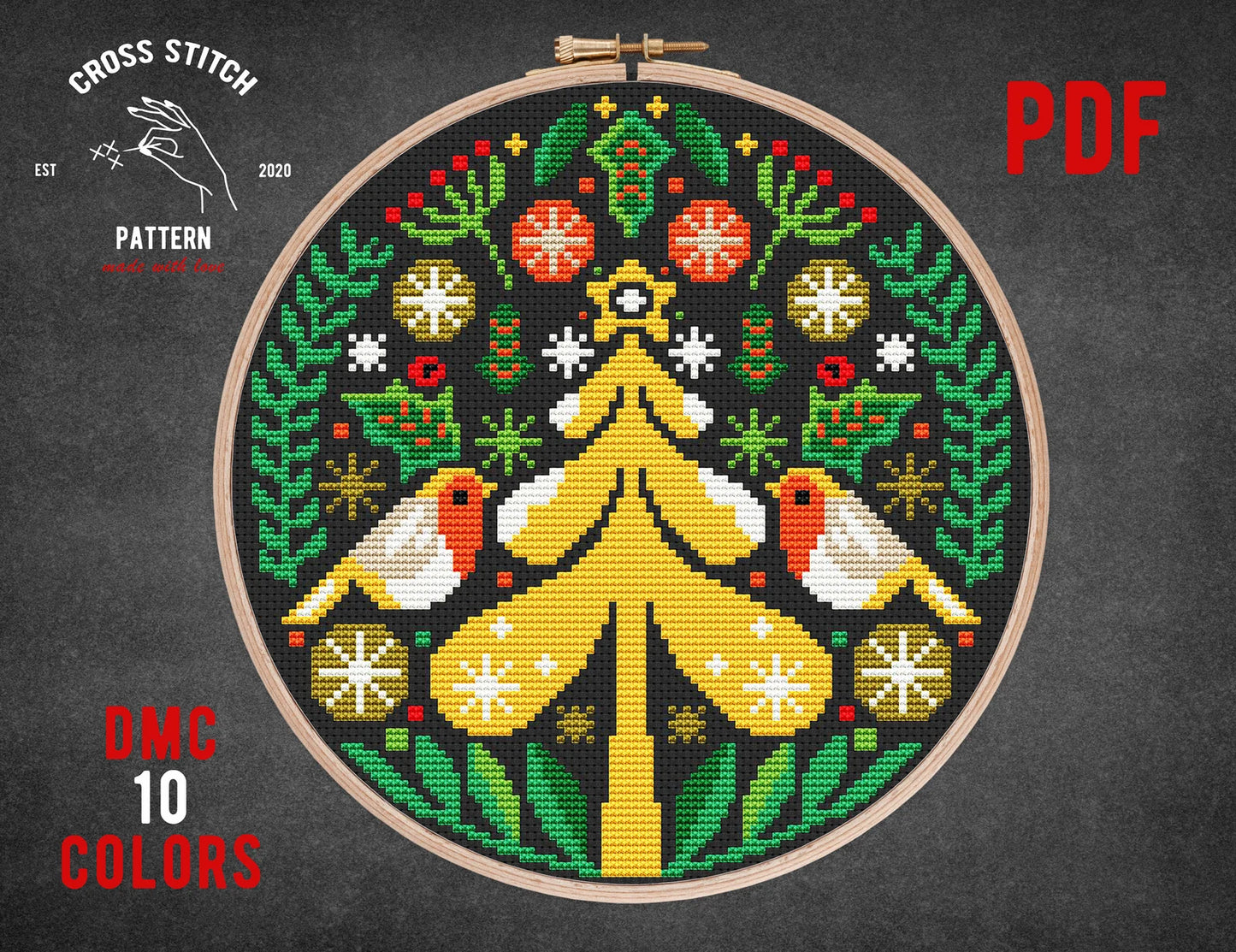 Scandinavian cross stitch pattern Advent calendar Nordic cross stitch Norway Christmas ornament Woodland Folk theme Holiday home decor