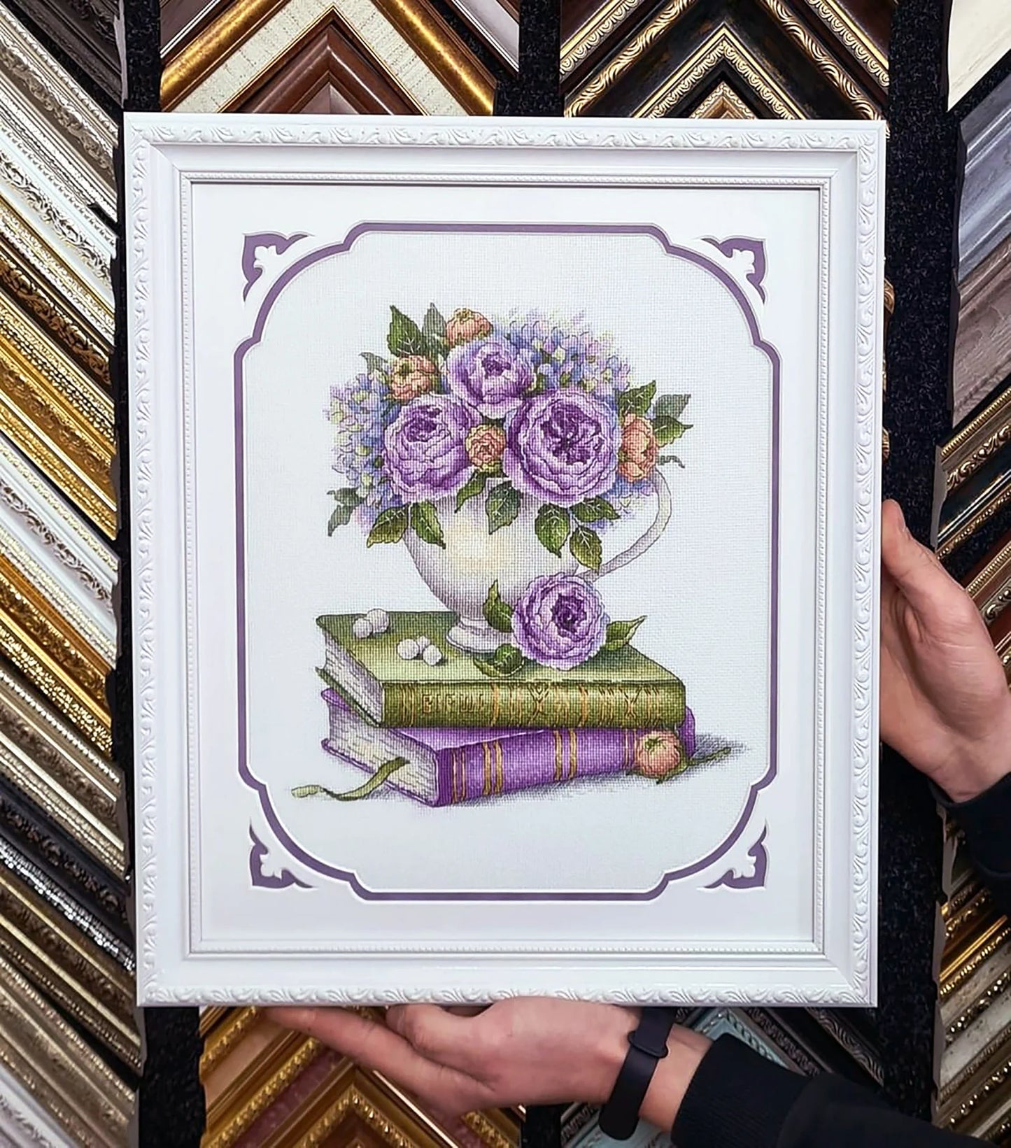 Rose Cross Stitch Pattern PDF, Book Cross Stitch Pattern, Flower Counted Cross Stitch Instant Download, Floral Bouquet, Home Decor Wall Art