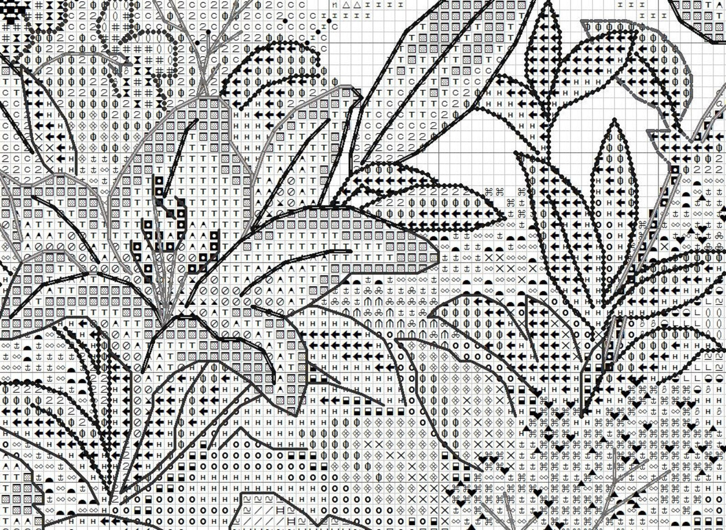 Cross Stitch Pattern Oriental Splendor PDF Digital Pattern Wild Flowers Pattern Bouquet Oriental vase Embroidery Needlepoint Chart Download