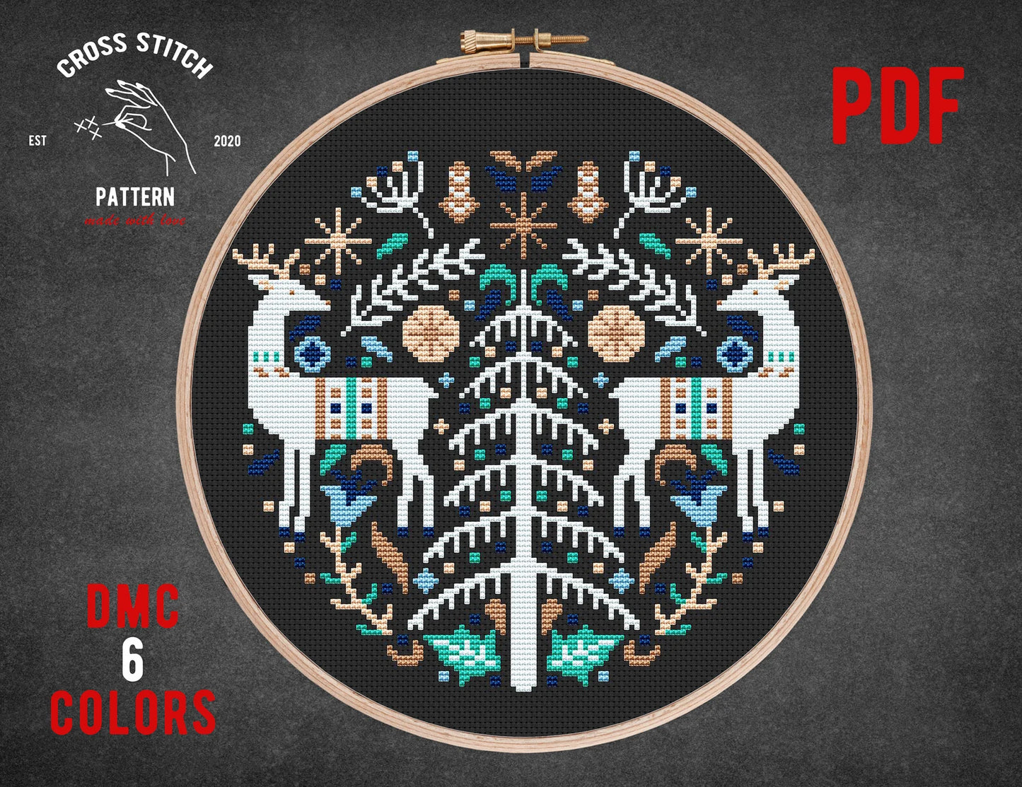 Scandinavian cross stitch pattern Advent calendar Nordic cross stitch Norway Christmas ornament Woodland Folk theme Holiday home decor