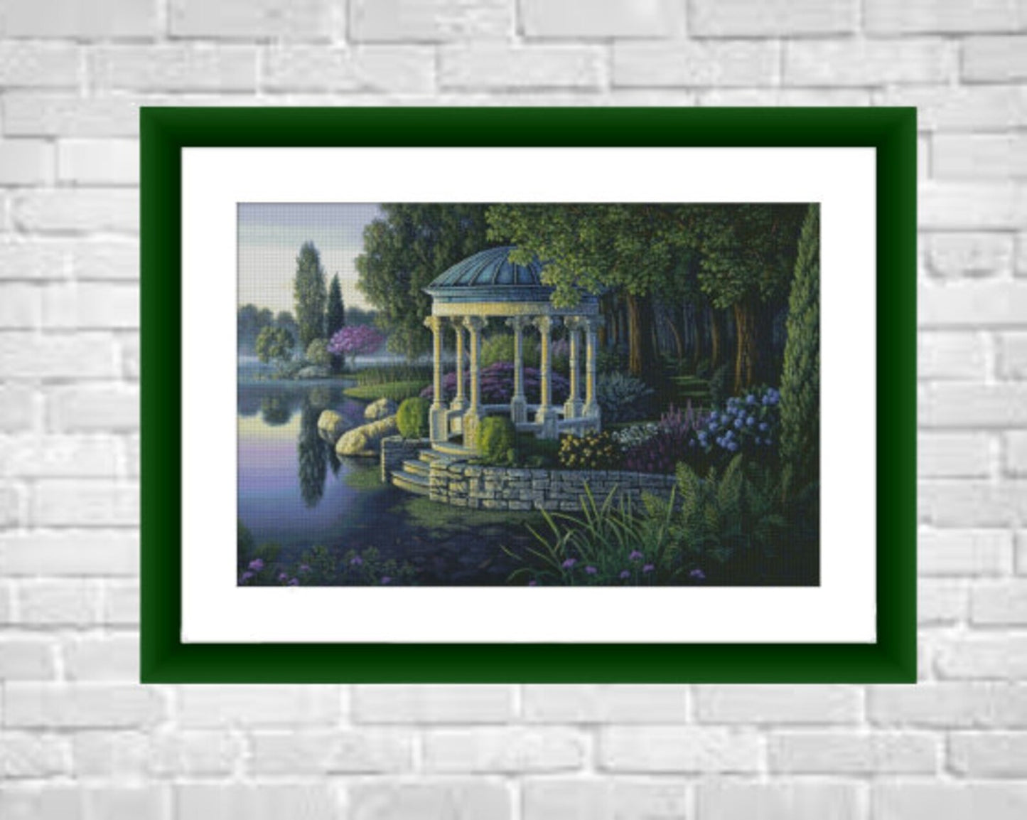 Lakeside Counted cross stitch pattern landscape Digital cross stitch chart xstitch pattern woodland instant download needlepoint
