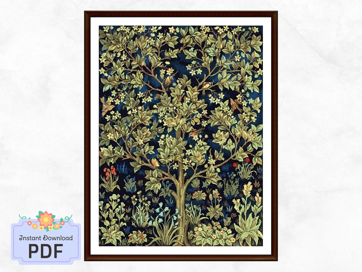 Tree Of Life By William Morris Cross Stitch Pattern , Famous Paintings ,X Stitch , Instant Download , Pdf Format