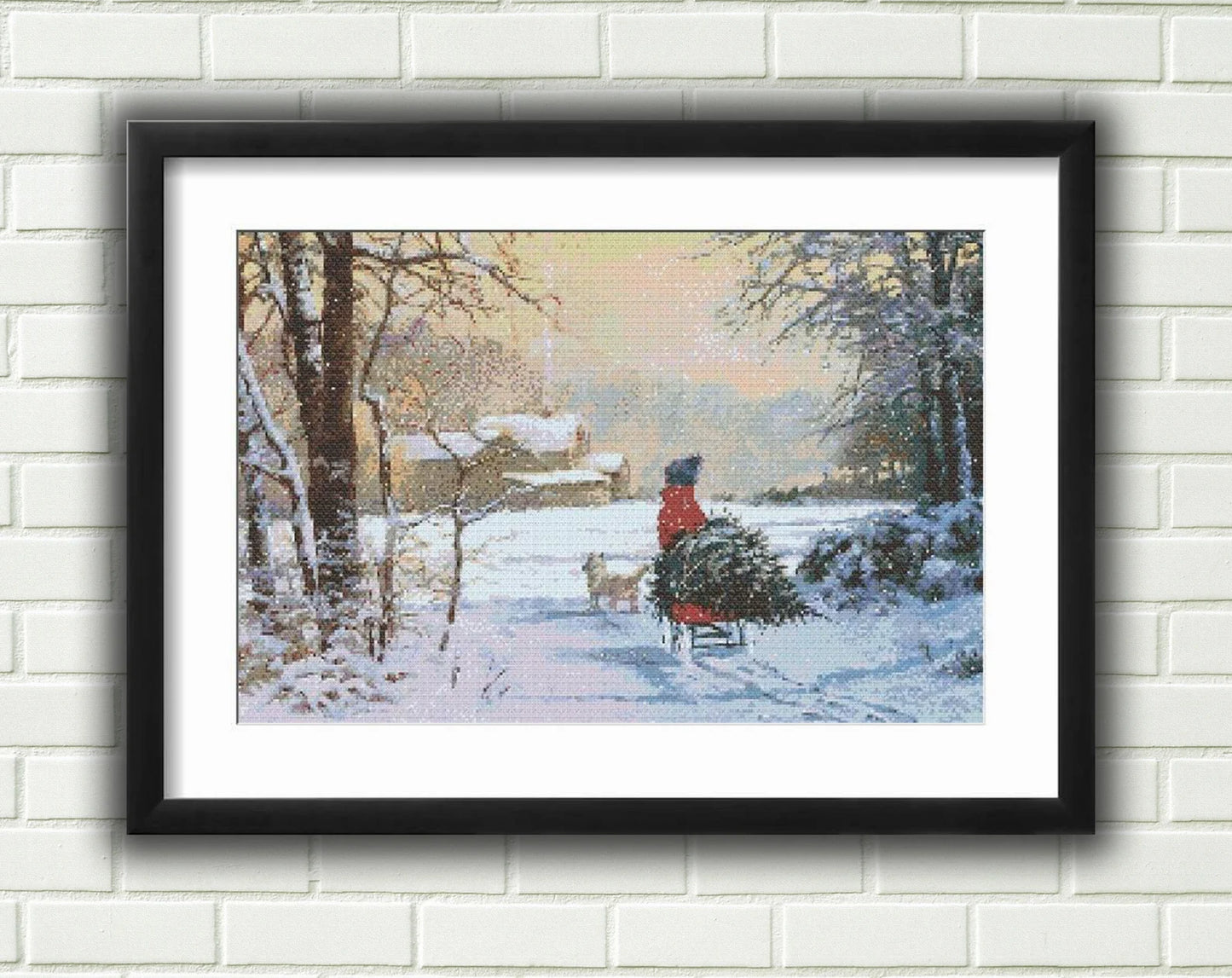 Winter Landscape PDF Counted Cross Stitch Pattern, Snowscape Digital Cross Stitch Chart, Winter Woodland PDF, Four Seasons Cross Stitch PDF