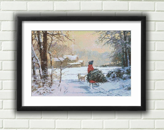 Winter Landscape PDF Counted Cross Stitch Pattern, Snowscape Digital Cross Stitch Chart, Winter Woodland PDF, Four Seasons Cross Stitch PDF