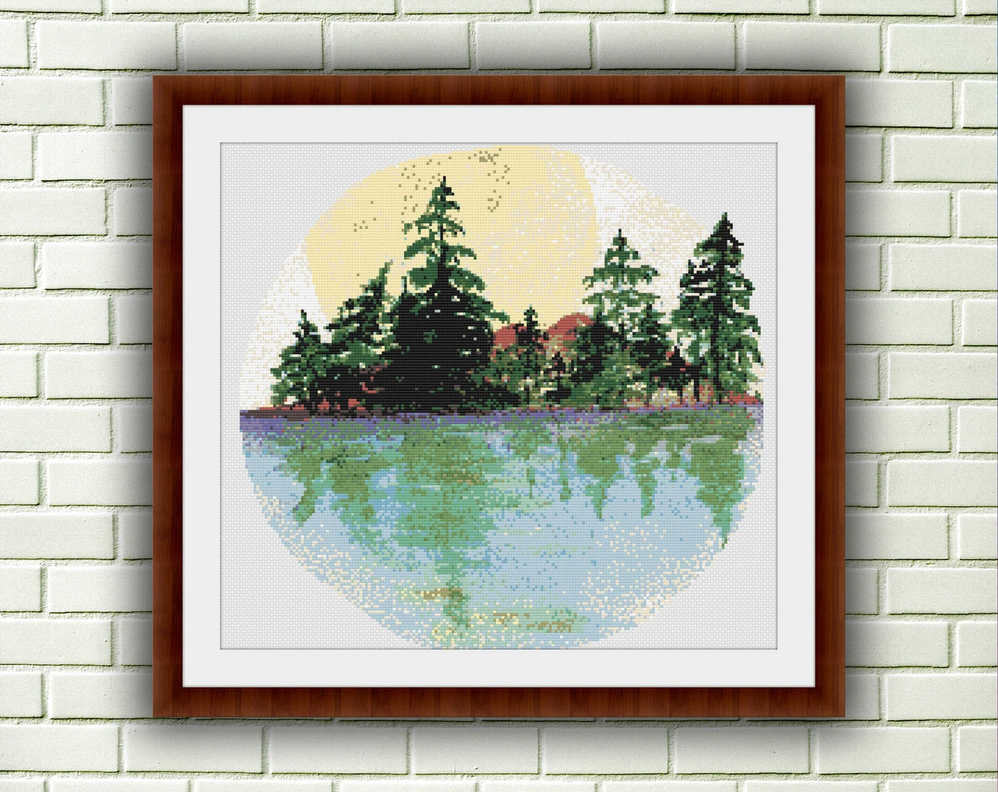 Watercolor Summer Sea Landscape Counted Cross Stitch PDF Pattern, Summer Seascape Cross Stitch Pattern, Instant Download PDF Pattern