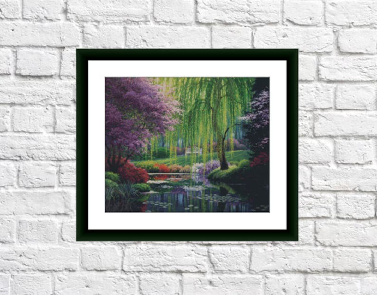 Garden landscape Counted cross stitch pdf pattern cottage Digital cross stitch chart city large cross stitch pattern instant download