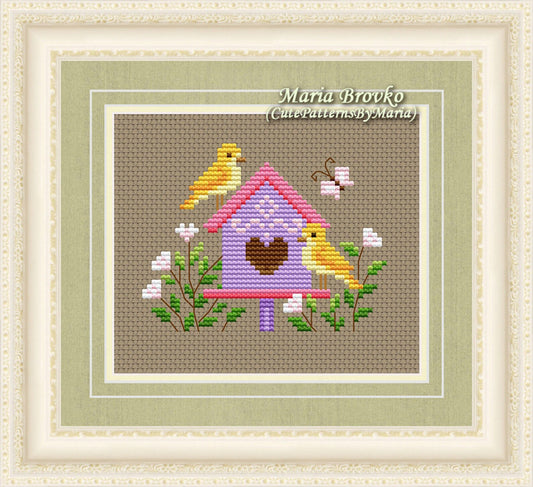 Cross Stitch Pattern "Little yellow bird: the fourth story" DMC Chart Embroidery Printable PDF Instant Download