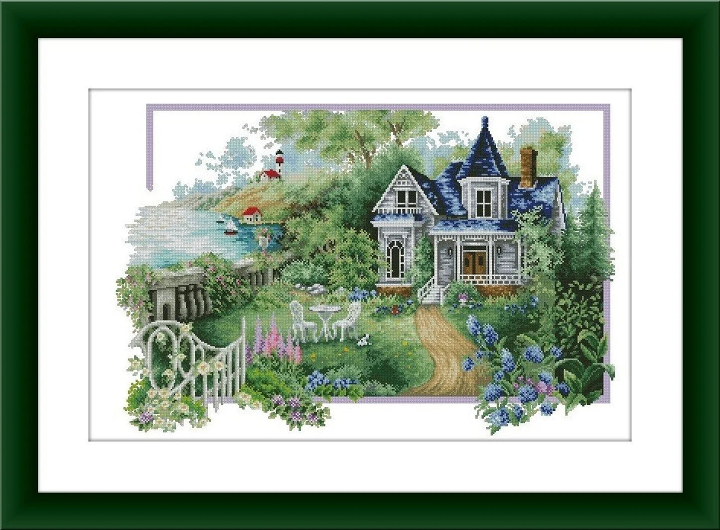 Summer cottage Counted cross stitch pdf pattern village cottage Digital cross stitch chart fall cross stitch pattern instant download