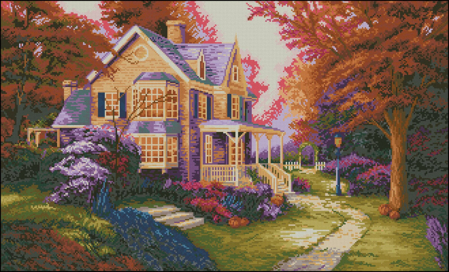 Cross stitch pattern Flowering House, floral cross stitch chart, nature embroidery, summer cross stitch, digital PDF file,house cross stitch