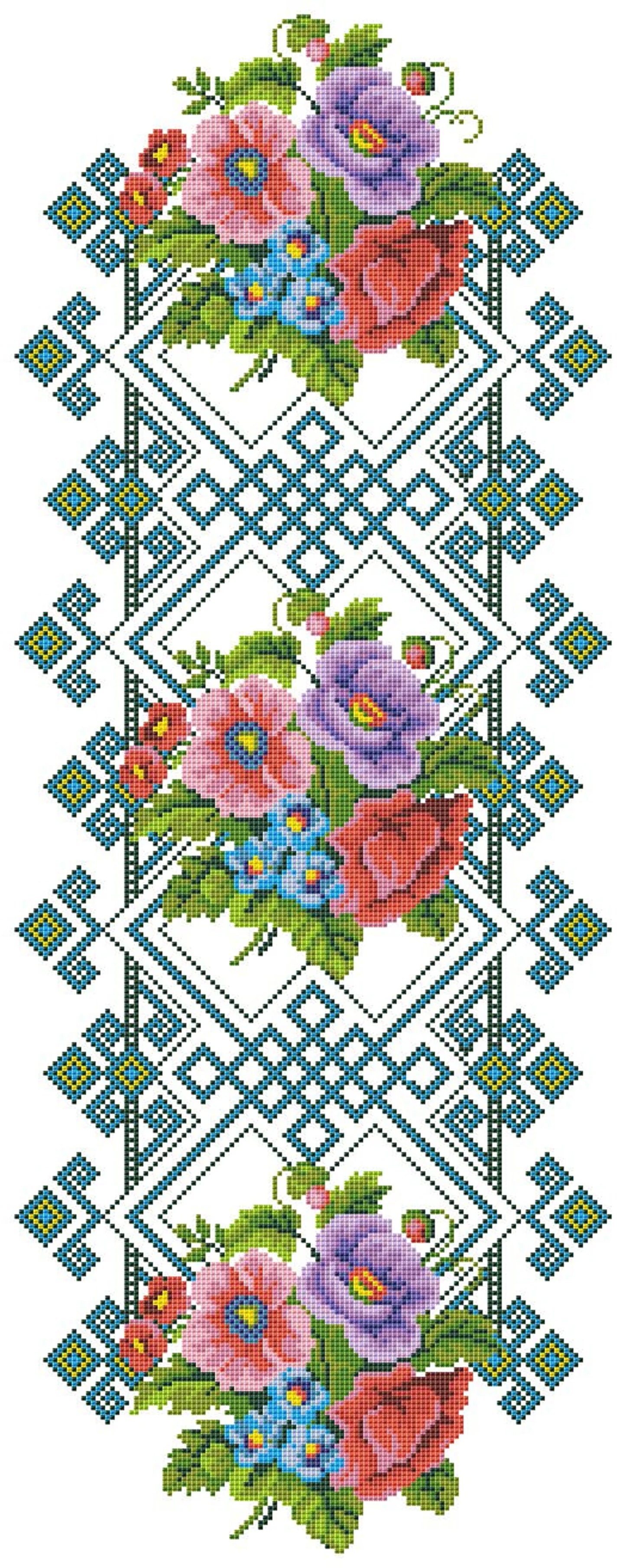 Tablecloth Cross Stitch Pattern DIY Kitchen Table Runner Cross Stitch Pattern Kitchen Decor Hand Embroidery Chart Counted cross stitch PDF