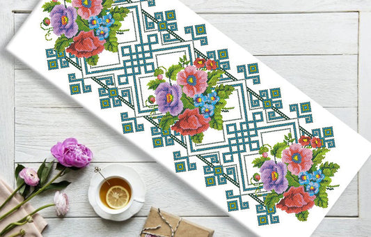 Tablecloth Cross Stitch Pattern DIY Kitchen Table Runner Cross Stitch Pattern Kitchen Decor Hand Embroidery Chart Counted cross stitch PDF