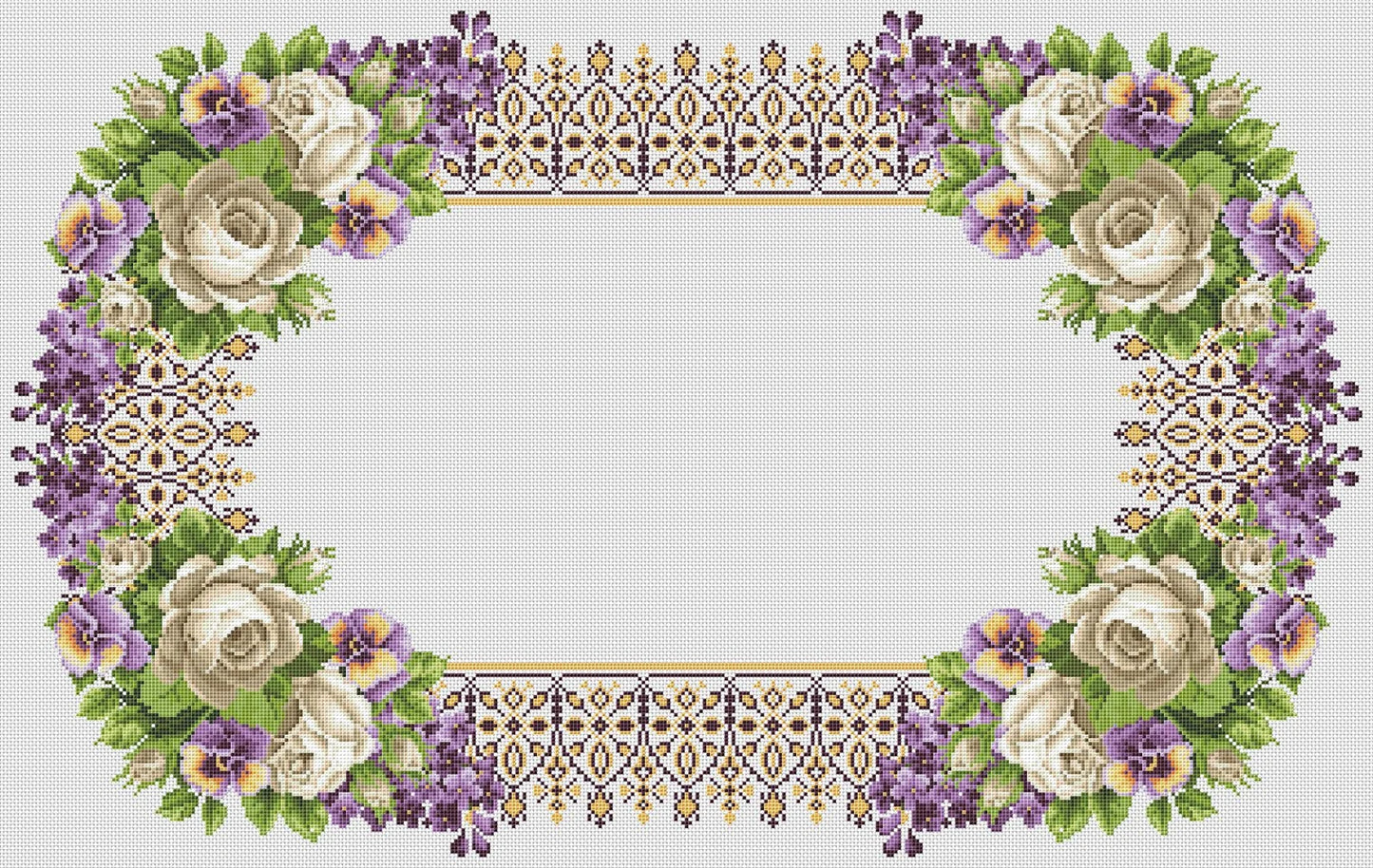 Tablecloth with roses Cross Stitch Pattern Kitchen Table Runner Cross Stitch Pattern Kitchen Decor Hand Embroidery Counted cross stitch