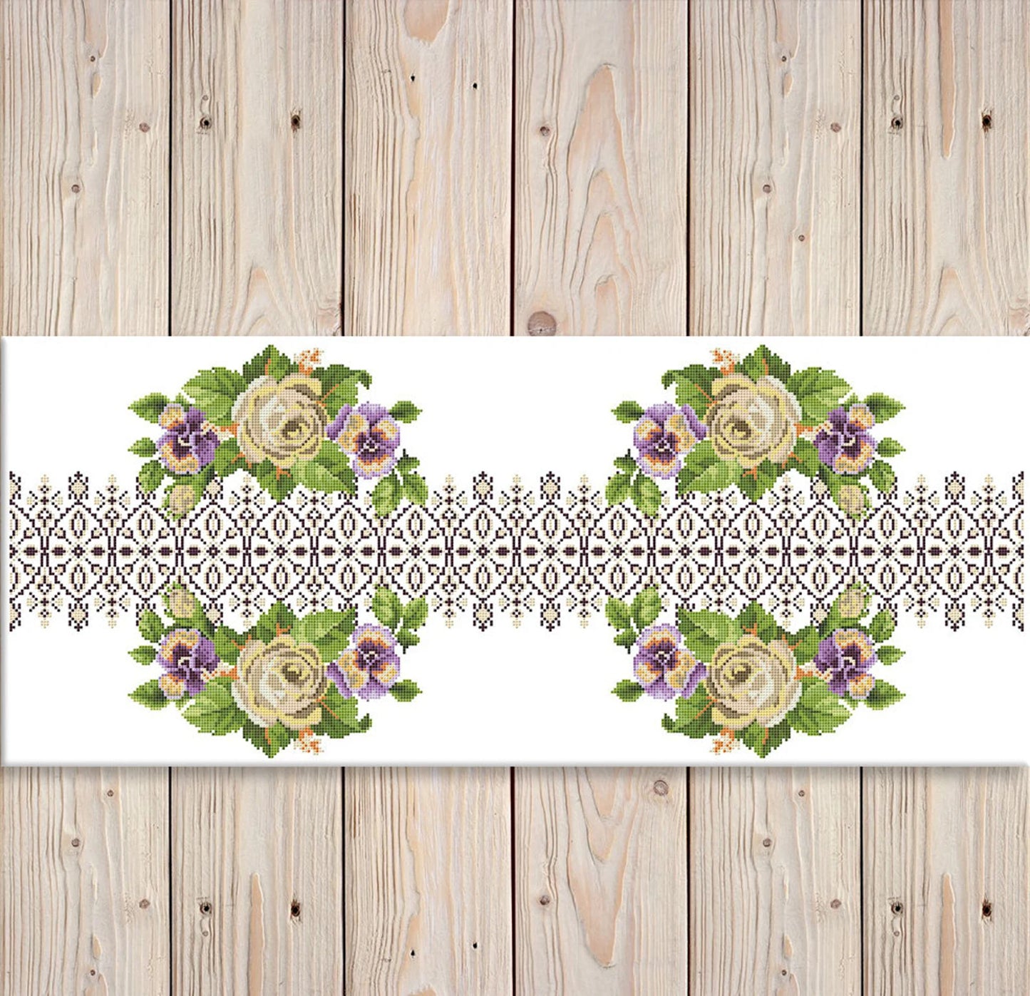 Tablecloth with roses Cross Stitch Pattern Kitchen Table Runner Cross Stitch Pattern Kitchen Decor Hand Embroidery Counted cross stitch