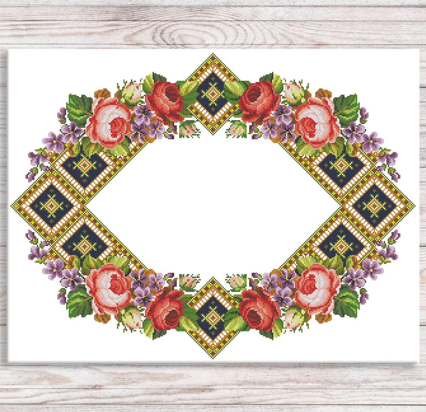 Tablecloth with red roses Cross Stitch Pattern Kitchen Table Runner Cross Stitch Pattern Kitchen Decor Hand Embroidery Counted cross stitch