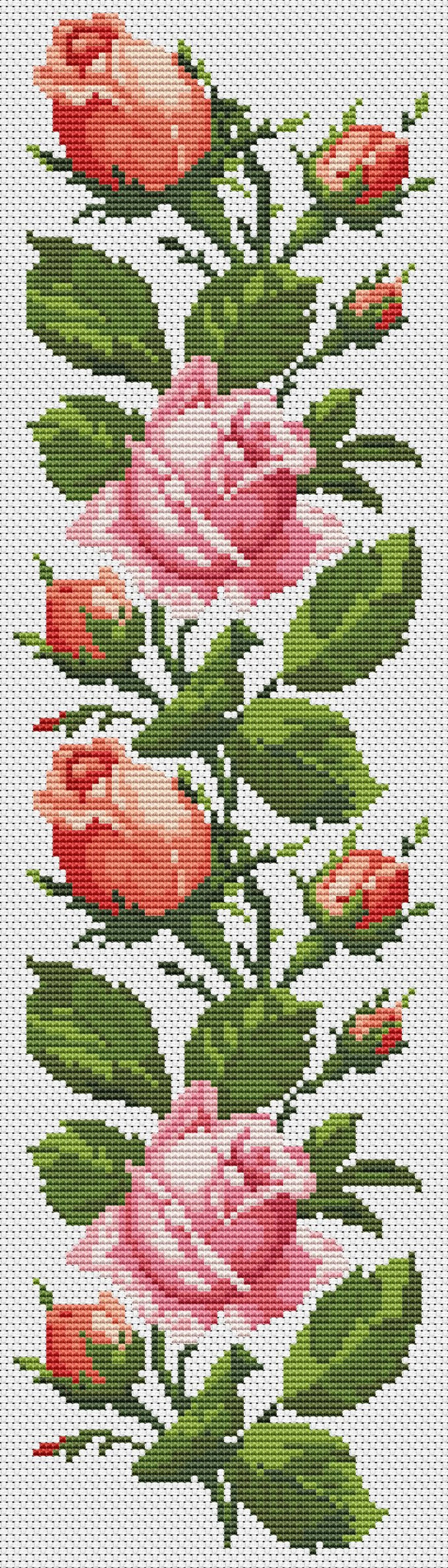 Tablecloth with pink roses Cross Stitch Pattern Kitchen Table Runner Cross Stitch Pattern Kitchen Decor Hand Embroidery Counted cross stitch
