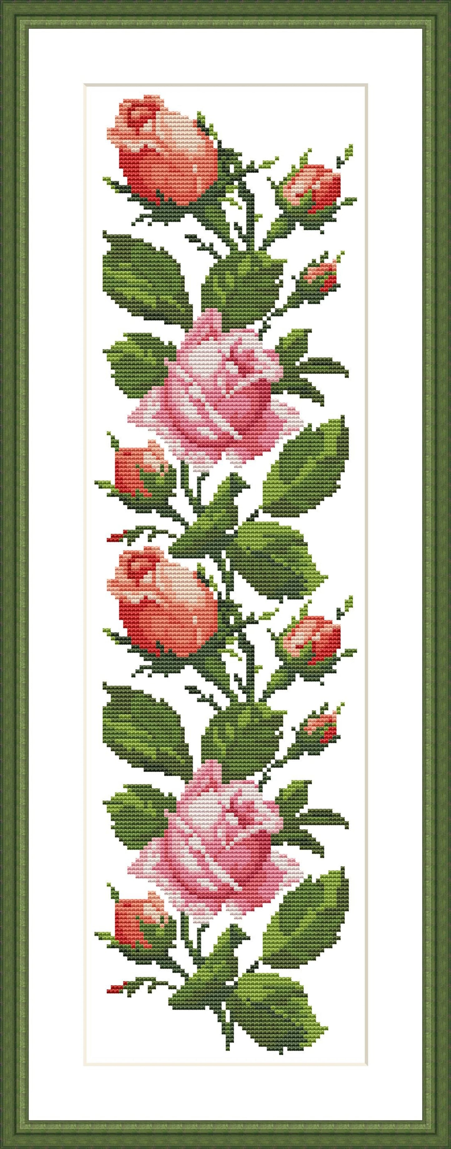 Tablecloth with pink roses Cross Stitch Pattern Kitchen Table Runner Cross Stitch Pattern Kitchen Decor Hand Embroidery Counted cross stitch