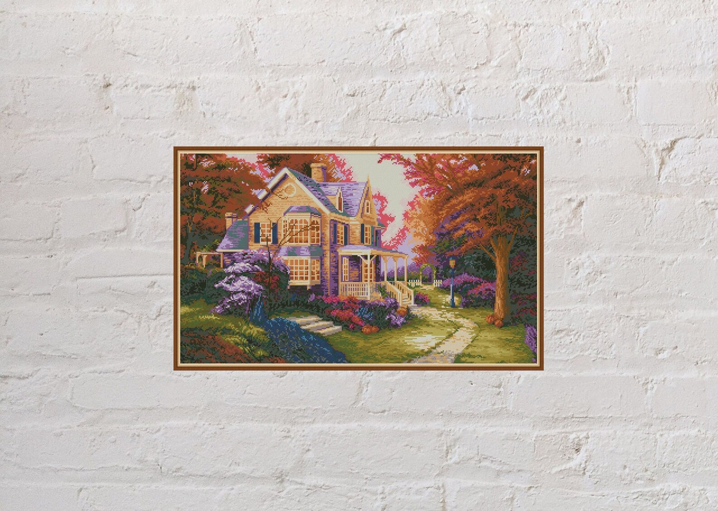 Cross stitch pattern Flowering House, floral cross stitch chart, nature embroidery, summer cross stitch, digital PDF file,house cross stitch