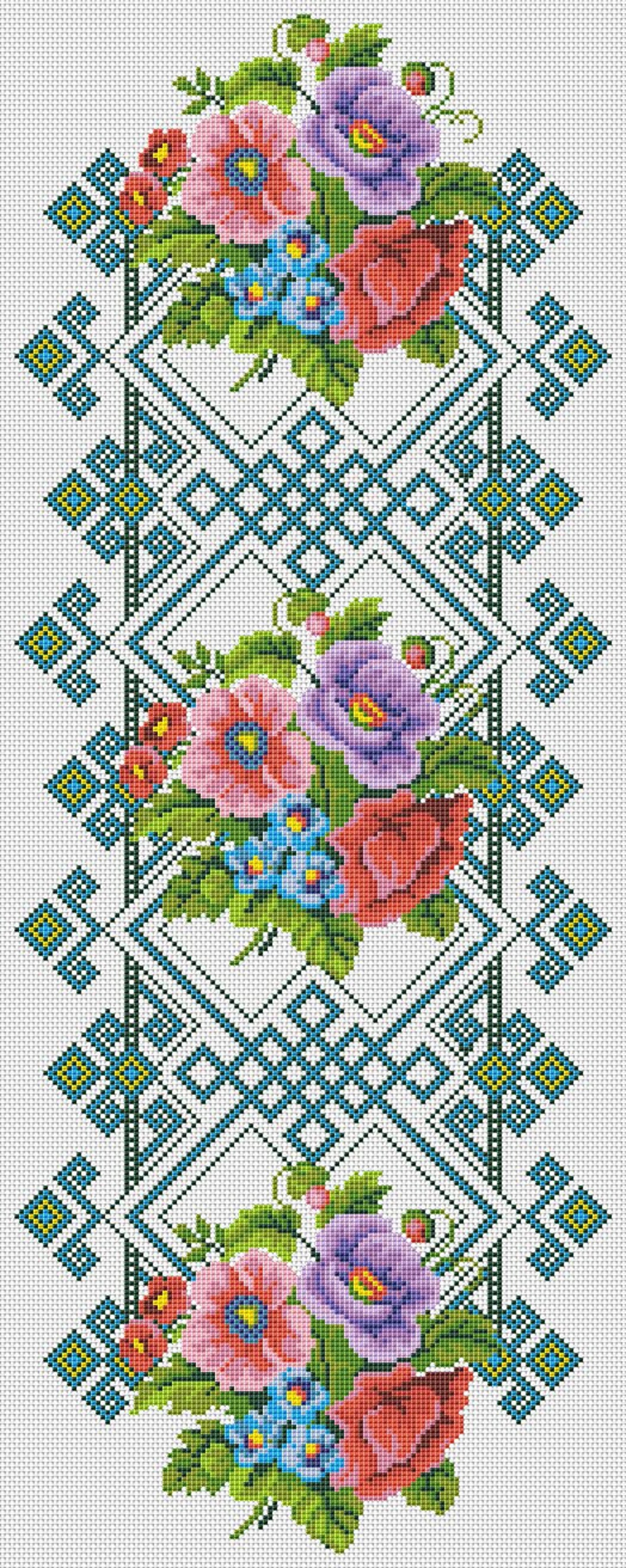 Tablecloth Cross Stitch Pattern DIY Kitchen Table Runner Cross Stitch Pattern Kitchen Decor Hand Embroidery Chart Counted cross stitch PDF