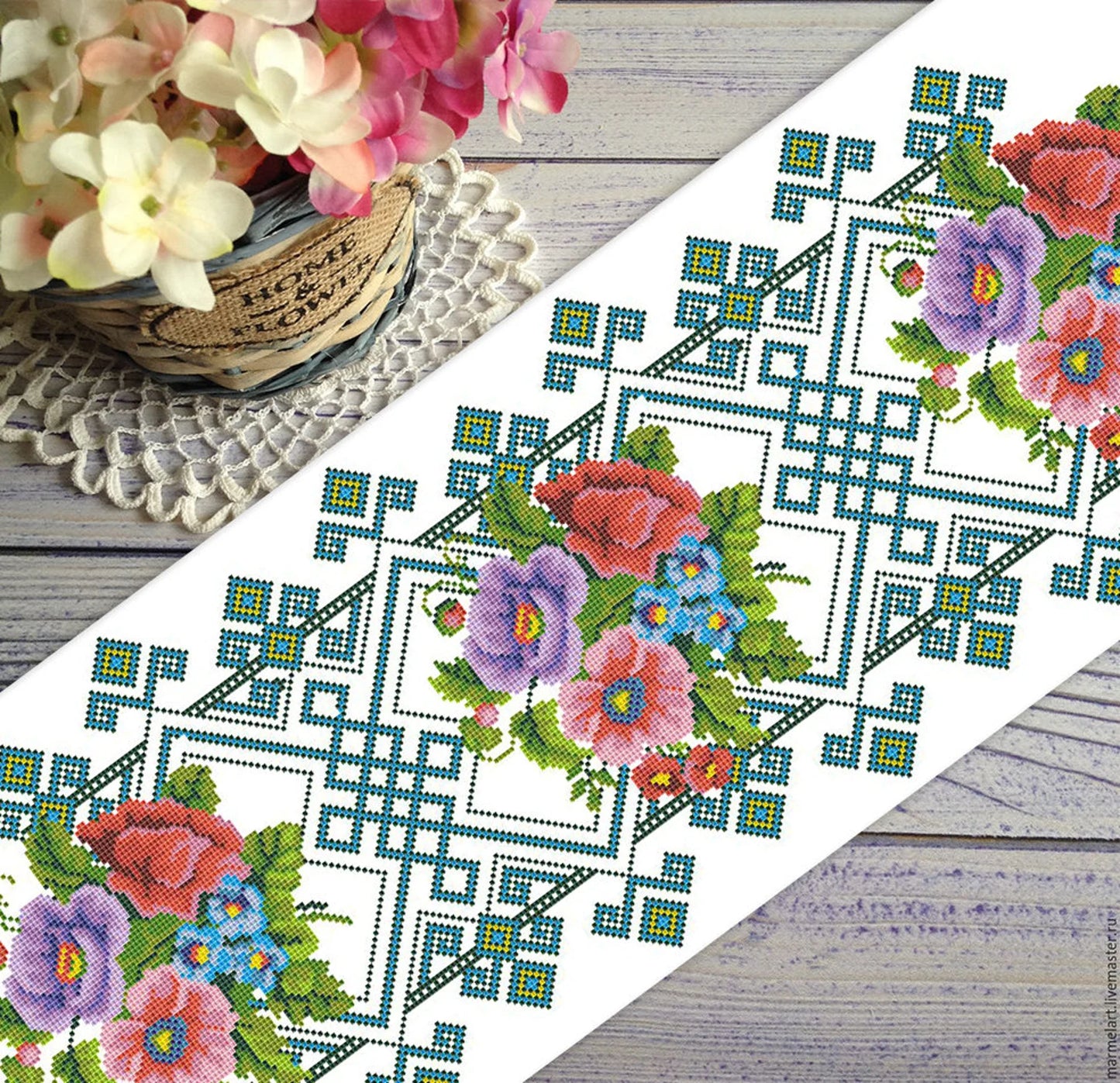 Tablecloth Cross Stitch Pattern DIY Kitchen Table Runner Cross Stitch Pattern Kitchen Decor Hand Embroidery Chart Counted cross stitch PDF