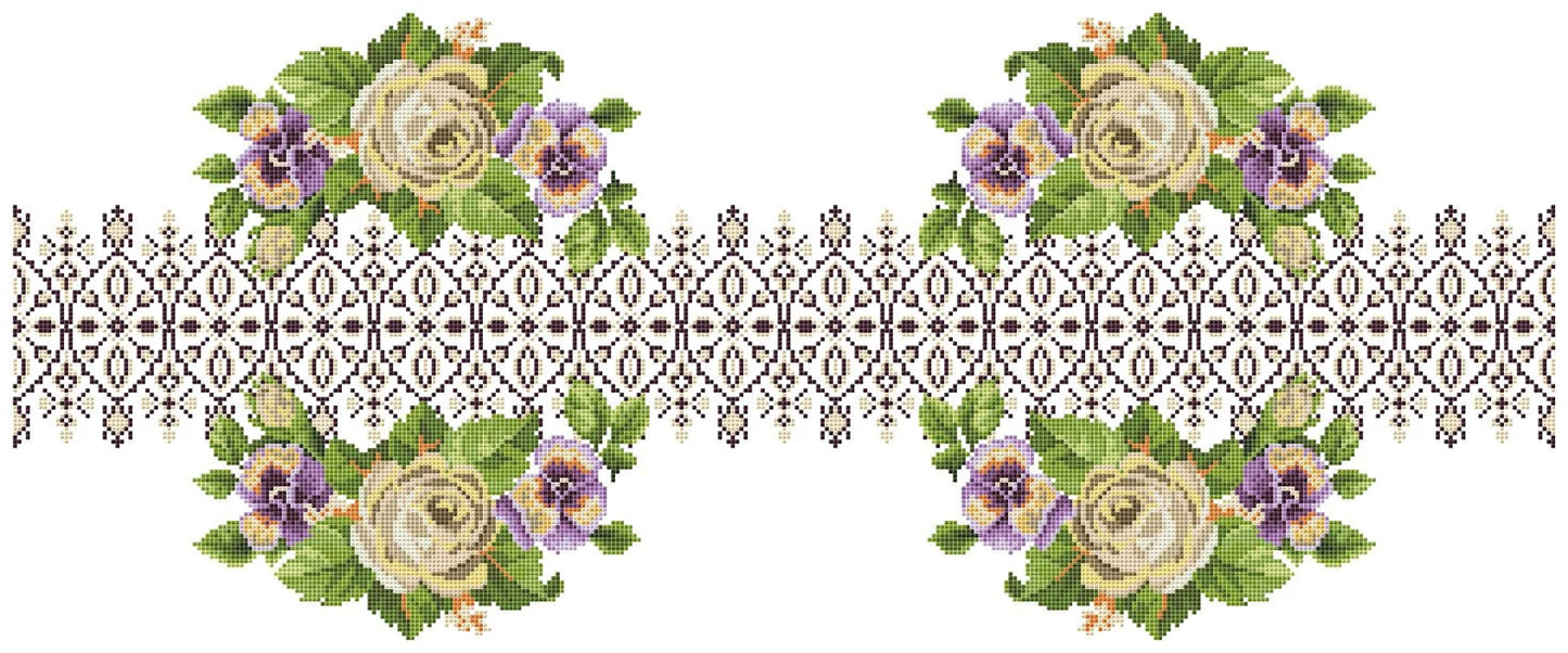 Tablecloth with roses Cross Stitch Pattern Kitchen Table Runner Cross Stitch Pattern Kitchen Decor Hand Embroidery Counted cross stitch