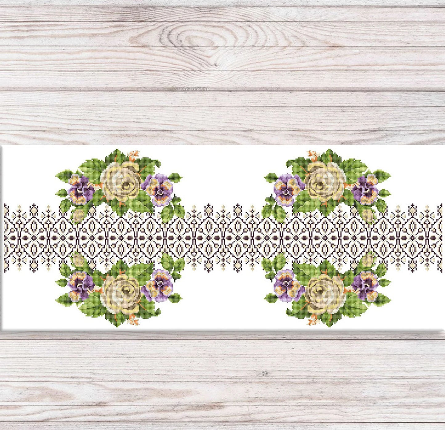 Tablecloth with roses Cross Stitch Pattern Kitchen Table Runner Cross Stitch Pattern Kitchen Decor Hand Embroidery Counted cross stitch