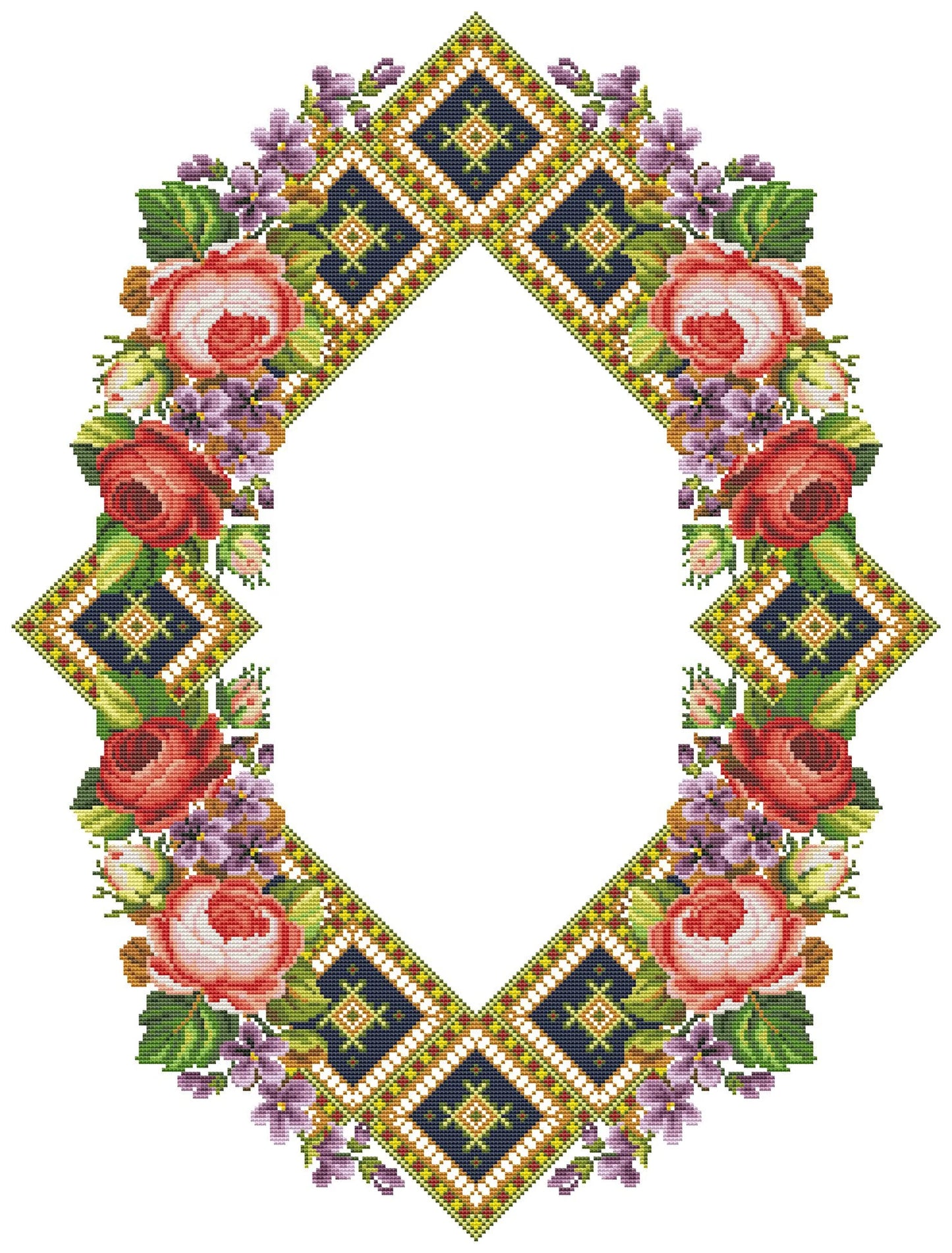 Tablecloth with red roses Cross Stitch Pattern Kitchen Table Runner Cross Stitch Pattern Kitchen Decor Hand Embroidery Counted cross stitch