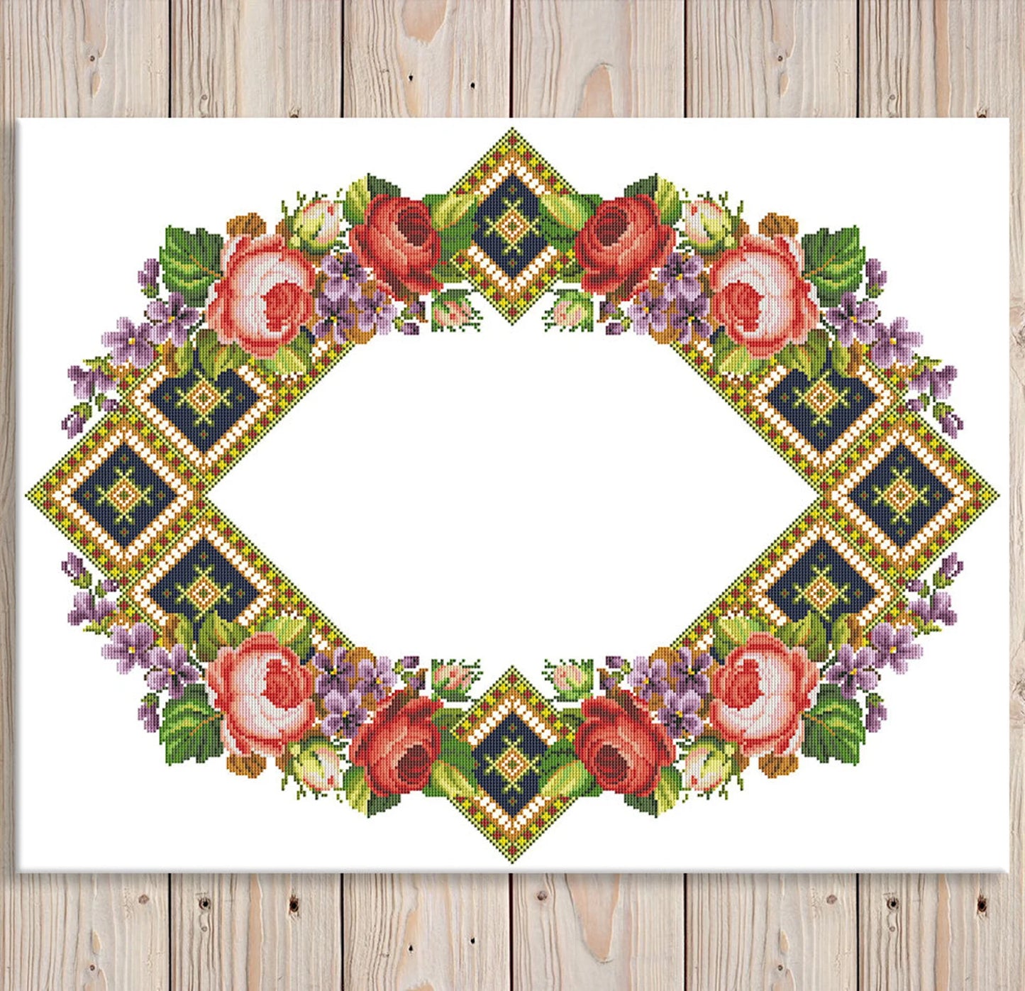 Tablecloth with red roses Cross Stitch Pattern Kitchen Table Runner Cross Stitch Pattern Kitchen Decor Hand Embroidery Counted cross stitch