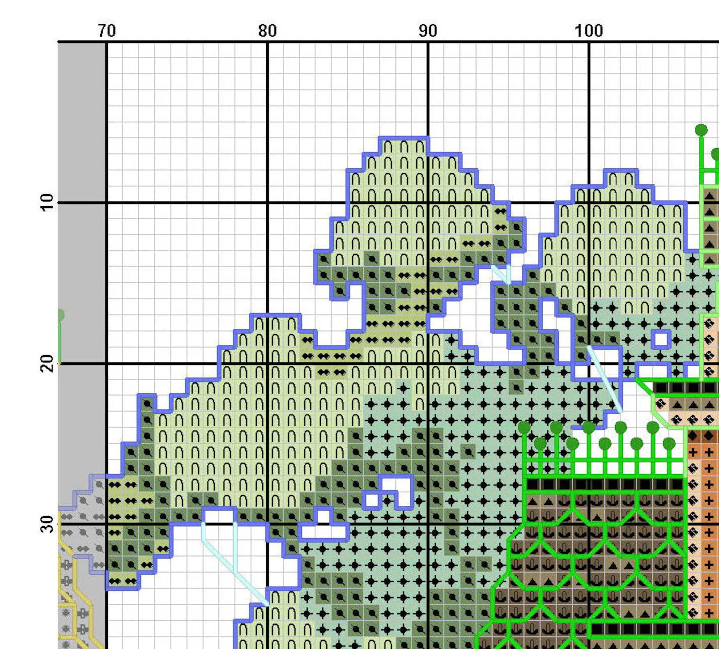 Cross stitch pattern Summer Street, house cross stitch, nature embroidery, PDF file, printable, summer cross stitch, vintage cross stitch