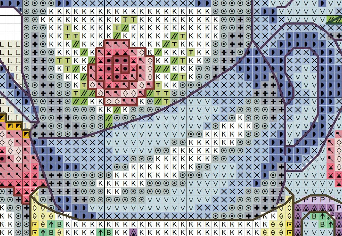 Tea service Cross Stitch Pattern Bouquet of spring flowers Kitchen Still Life Modern Decor Pattern Cups Napkins Embroidery Needlepoint chart