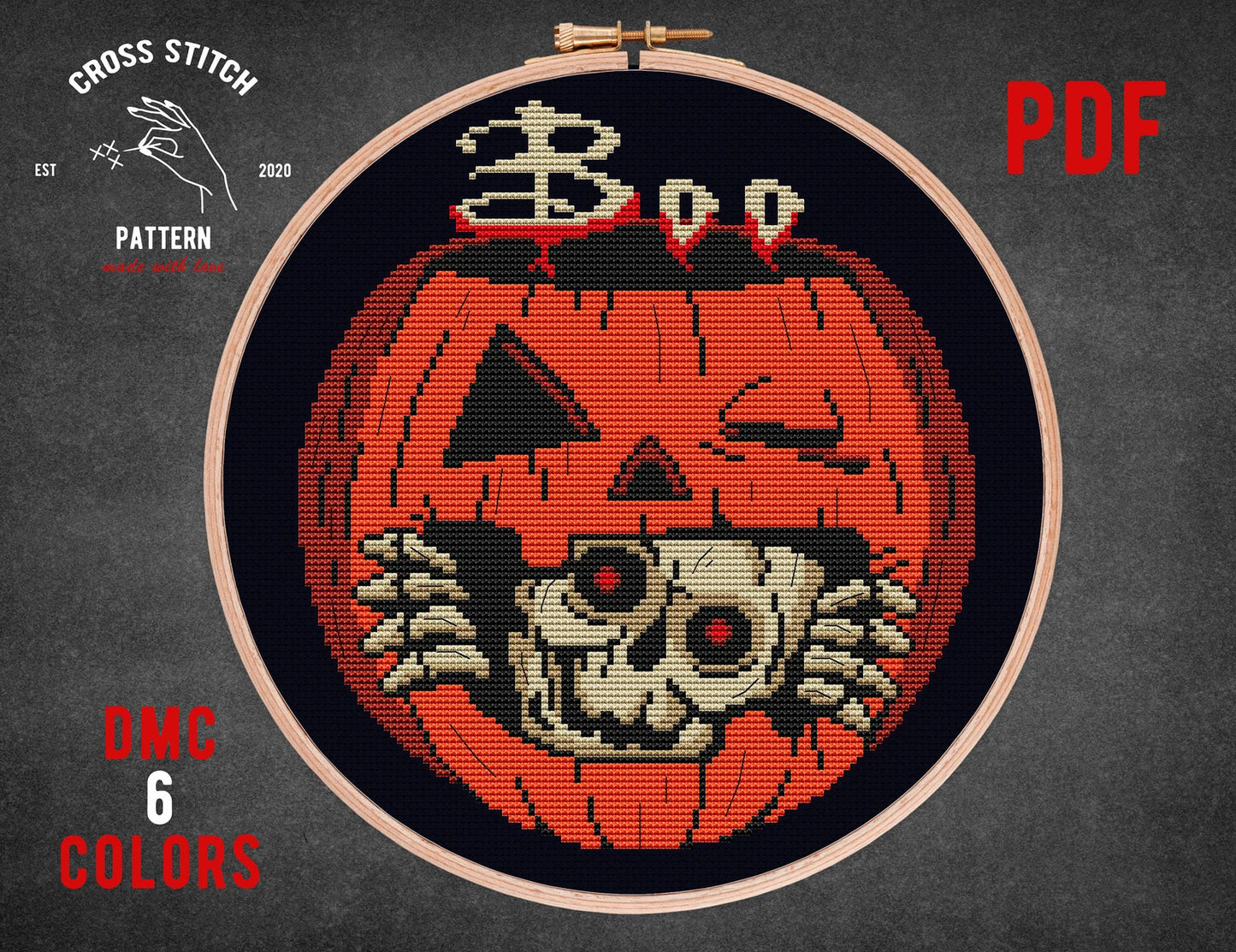 Halloween Ghost cross stitch pattern Pumpkin skeleton embroidery Spooky season cross stitch Jack o'lantern xstitch Halloween scary bat decor