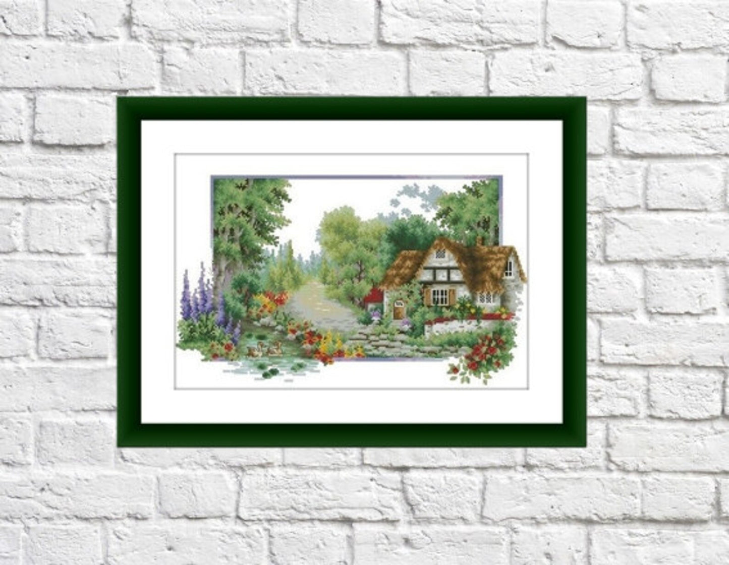 Summer cottage Counted cross stitch pdf pattern village cottage Digital cross stitch chart fall cross stitch pattern instant download