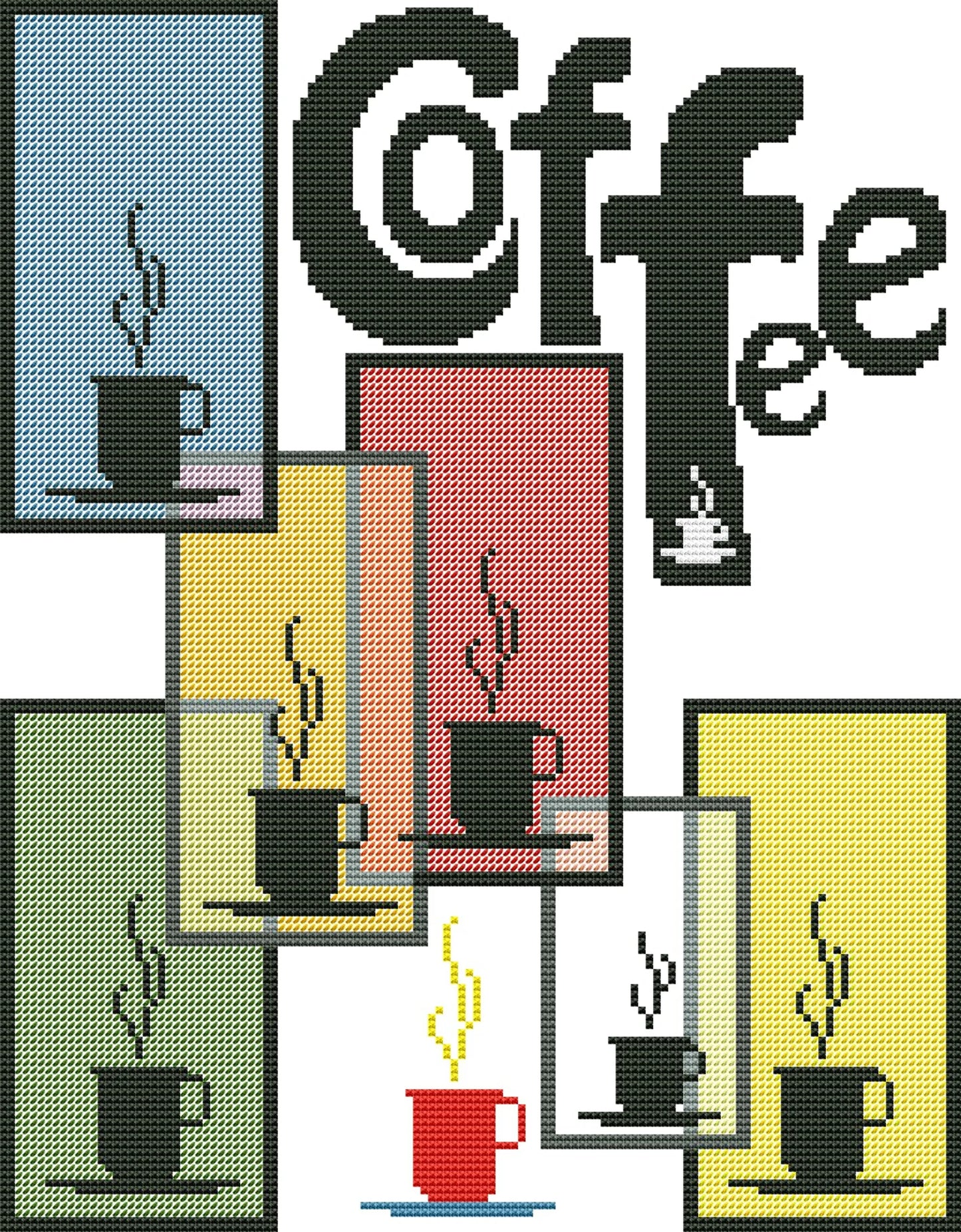 Aroma of coffee Cross Stitch Pattern Coffee cups Abstraction Kitchen Still Life Digital Modern Decor Pattern Embroidery Needlepoint Chart