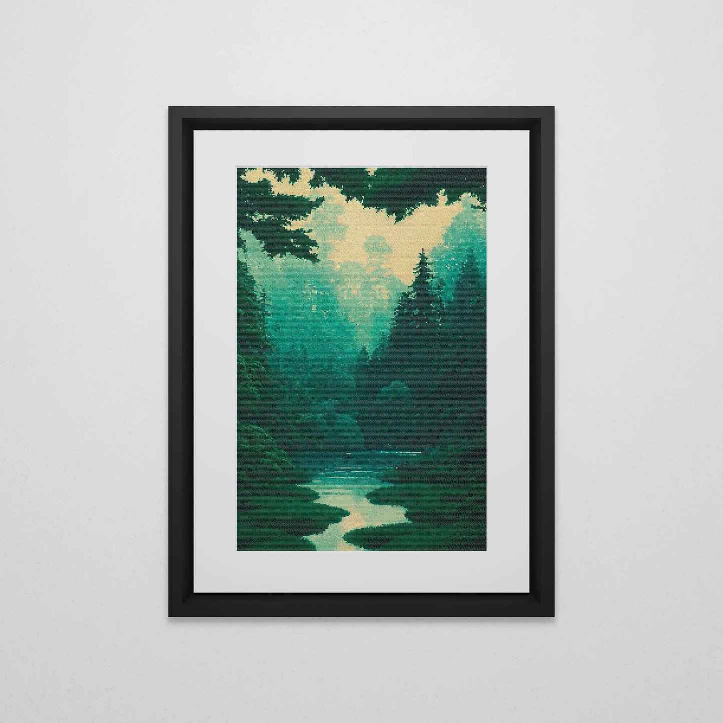 Dark Forest Cross Stitch Pattern | Landscape Cross Stitch Chart Download | Nature Cross Stitch Patterns | Large Counted Cross Stitch PDF