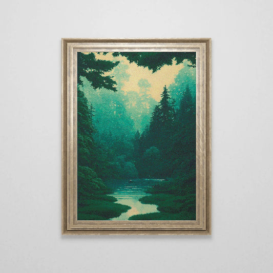 Dark Forest Cross Stitch Pattern | Landscape Cross Stitch Chart Download | Nature Cross Stitch Patterns | Large Counted Cross Stitch PDF