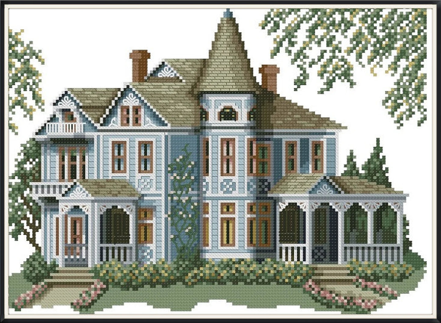 Vintage Cross Stitch Pattern Pdf - Victorian House- Morton Home, Hamilton, Missouri / Counted Vintage Pattern Embroidery / Digital Download