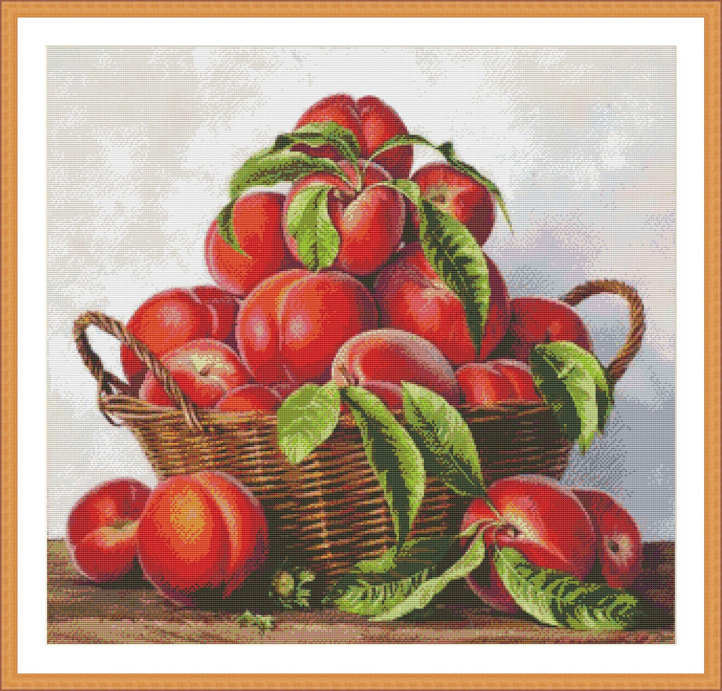 Basket with peaches Cross Stitch Pattern Peaches Kitchen Still Life Modern Decor Pattern Embroidery Summer fruits Needlepoint chart PDF