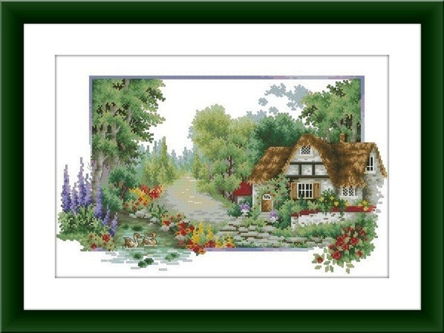 Summer cottage Counted cross stitch pdf pattern village cottage Digital cross stitch chart fall cross stitch pattern instant download