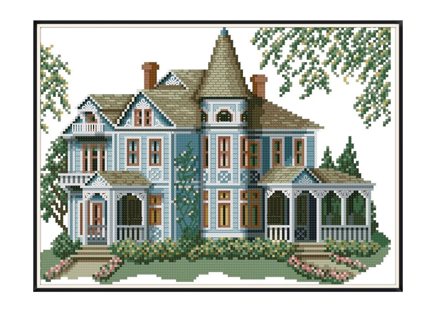 Vintage Cross Stitch Pattern Pdf - Victorian House- Morton Home, Hamilton, Missouri / Counted Vintage Pattern Embroidery / Digital Download