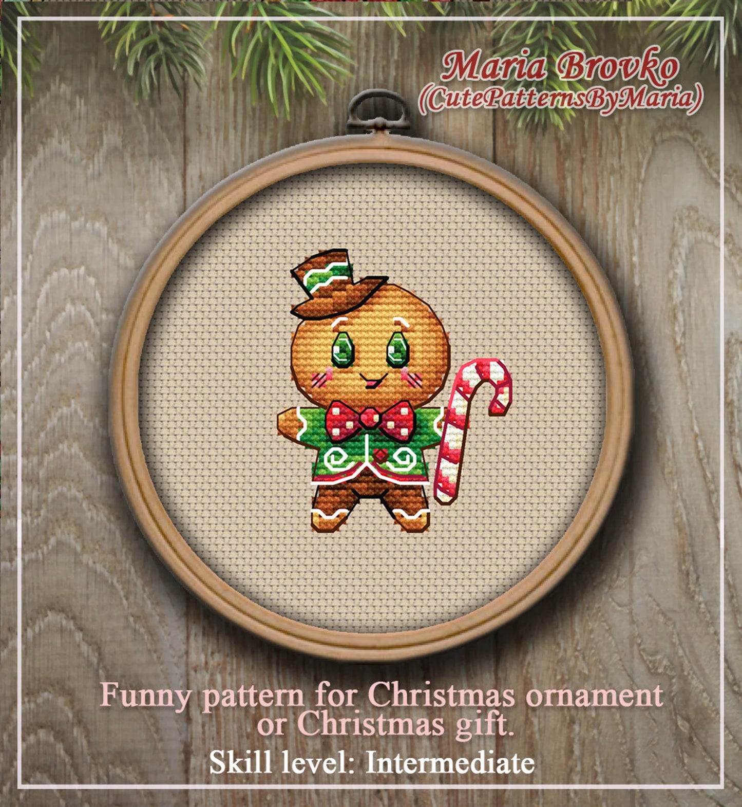 Cross Stitch Pattern Christmas Decor Gingerbread Spirit DMC Chart Printable PDF Instant Download