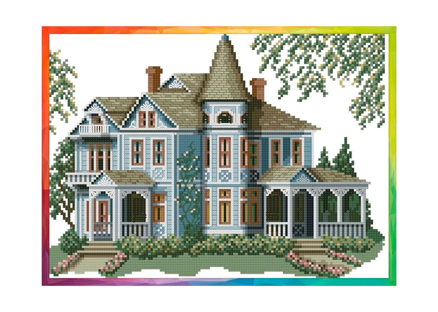 Vintage Cross Stitch Pattern Pdf - Victorian House- Morton Home, Hamilton, Missouri / Counted Vintage Pattern Embroidery / Digital Download