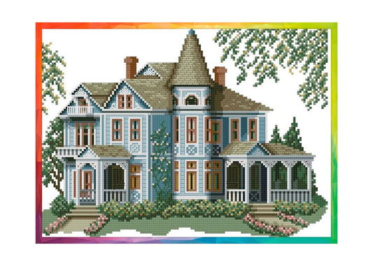 Vintage Cross Stitch Pattern Pdf - Victorian House- Morton Home, Hamilton, Missouri / Counted Vintage Pattern Embroidery / Digital Download