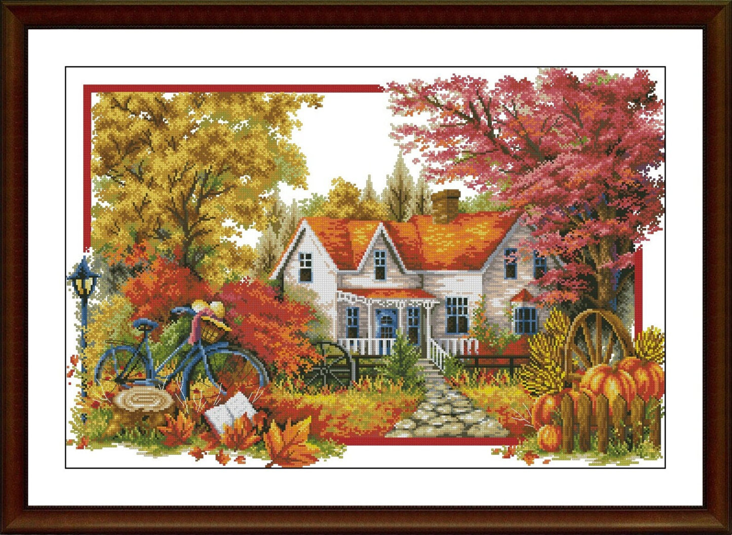Cross Stitch Pattern, Autumn Village,Victorian Style, Summer Cotage,Pdf , Instant Download