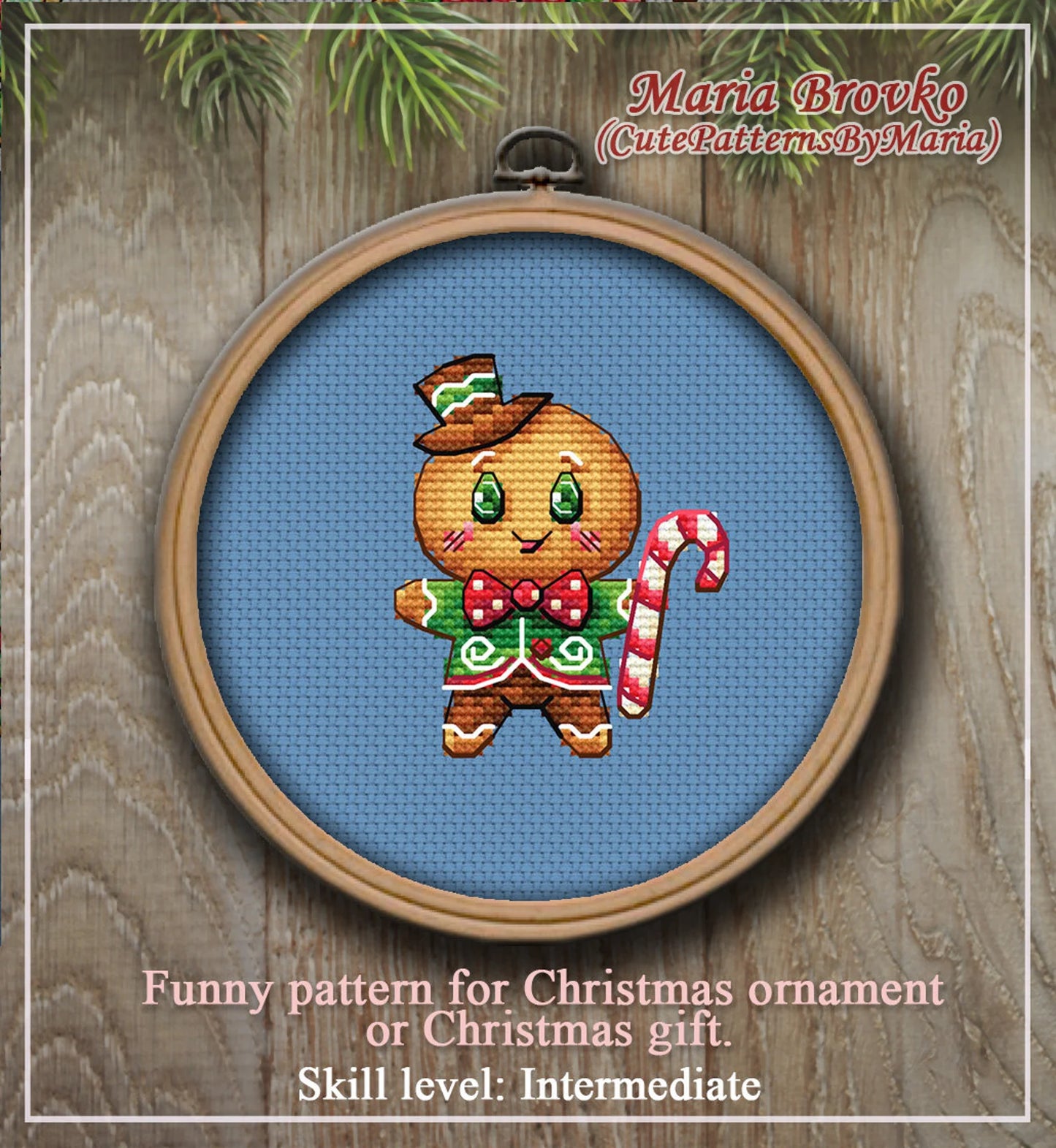 Cross Stitch Pattern Christmas Decor Gingerbread Spirit DMC Chart Printable PDF Instant Download